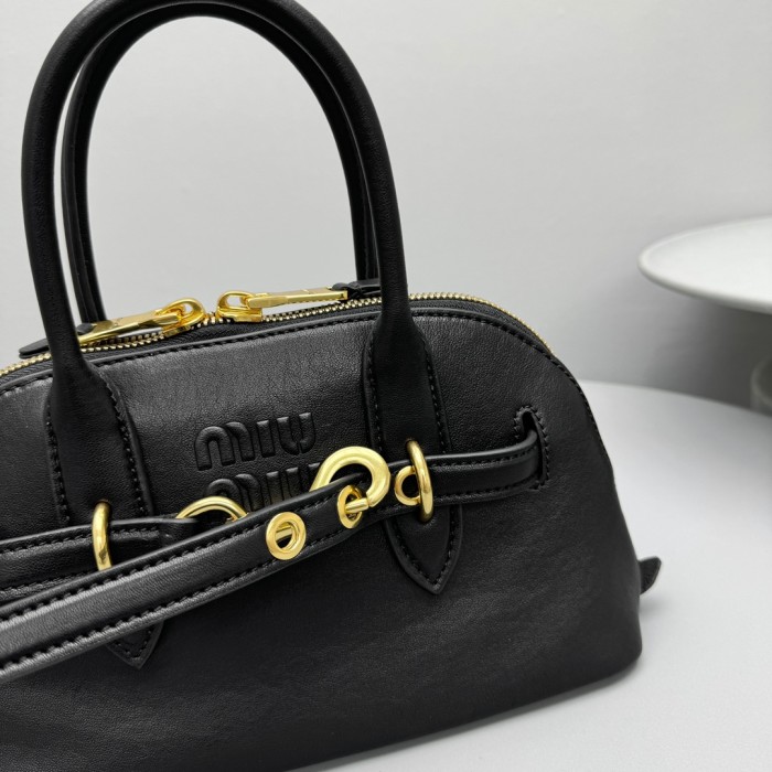NIGO MiuMiu Aventure Nappa Women's Pure Color Embossed Letter Leather Shoulder Tote Bag Bags #nigo72925