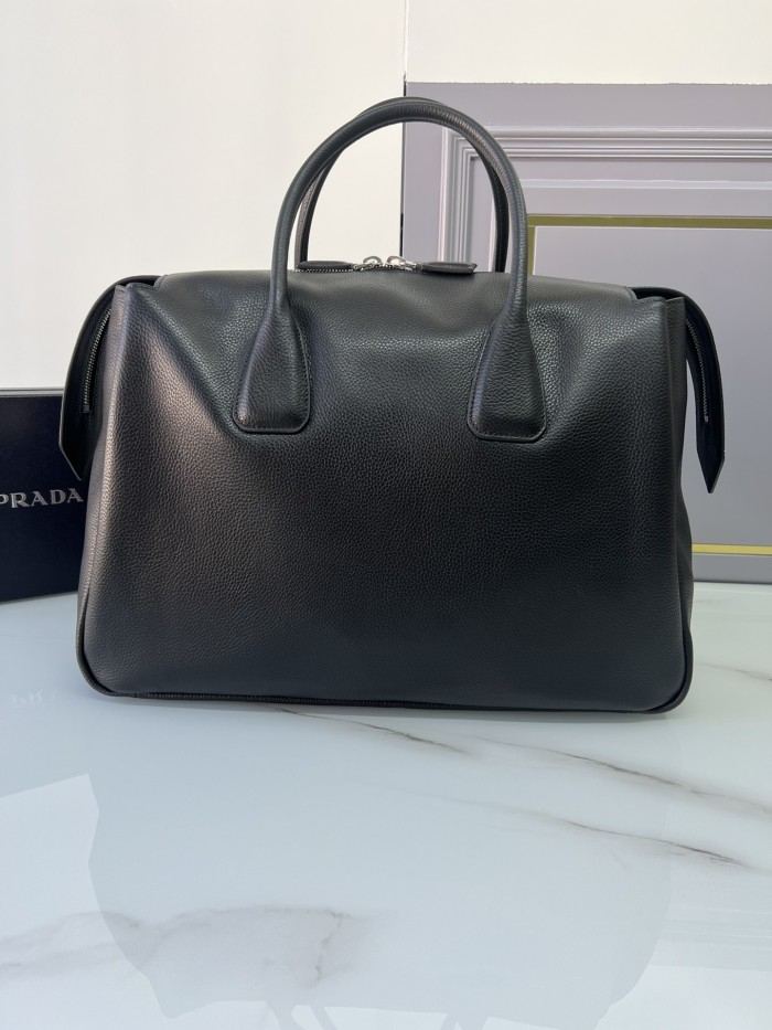 NIGO Prada Men's Solid Color Monogram Logo Zipper Closure Leather Tote Travel Bag Bags #nigo72919