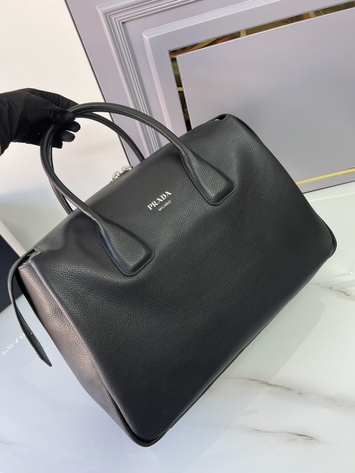 NIGO Prada Men's Solid Color Monogram Logo Zipper Closure Leather Tote Travel Bag Bags #nigo72919