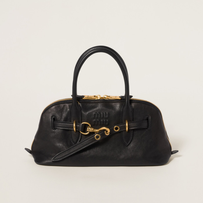 NIGO MiuMiu Aventure Nappa Women's Pure Color Embossed Letter Leather Shoulder Tote Bag Bags #nigo72925