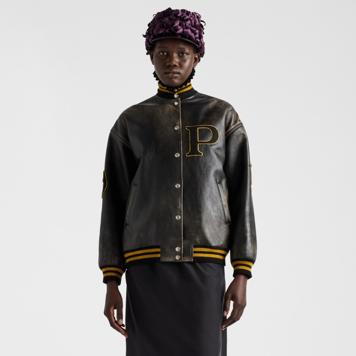 NIGO Prada Men's And Women's Fall And Winter Retro Letters High Street Leather Jacket Lapel Single-breasted Jacket Coat Ngvp #nigo9223