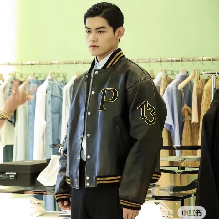 NIGO Prada Men's And Women's Fall And Winter Retro Letters High Street Leather Jacket Lapel Single-breasted Jacket Coat Ngvp #nigo9223
