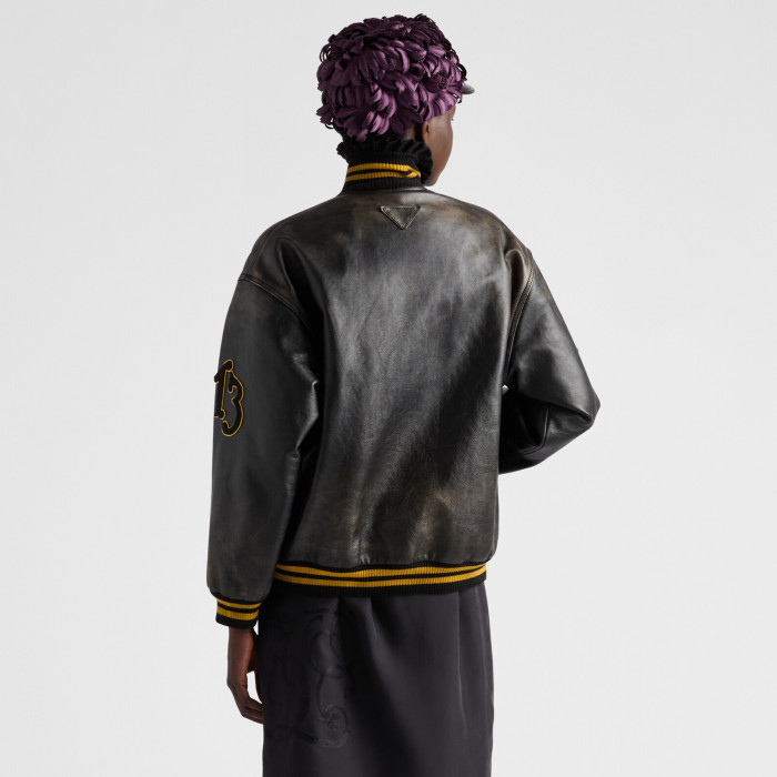 NIGO Prada Men's And Women's Fall And Winter Retro Letters High Street Leather Jacket Lapel Single-breasted Jacket Coat Ngvp #nigo9223