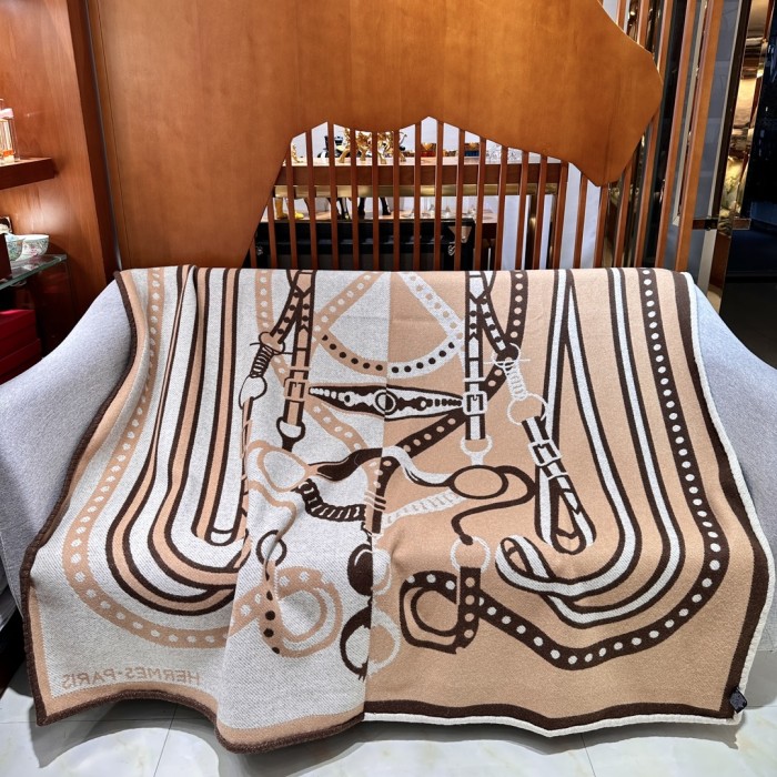 NIGO Hermes Hermes Hippomobile/grand Tralala Collection Cashmere Throw Home Decorative Blanket Reversible Jacquard Casual Blanket Accessories #nigo71573