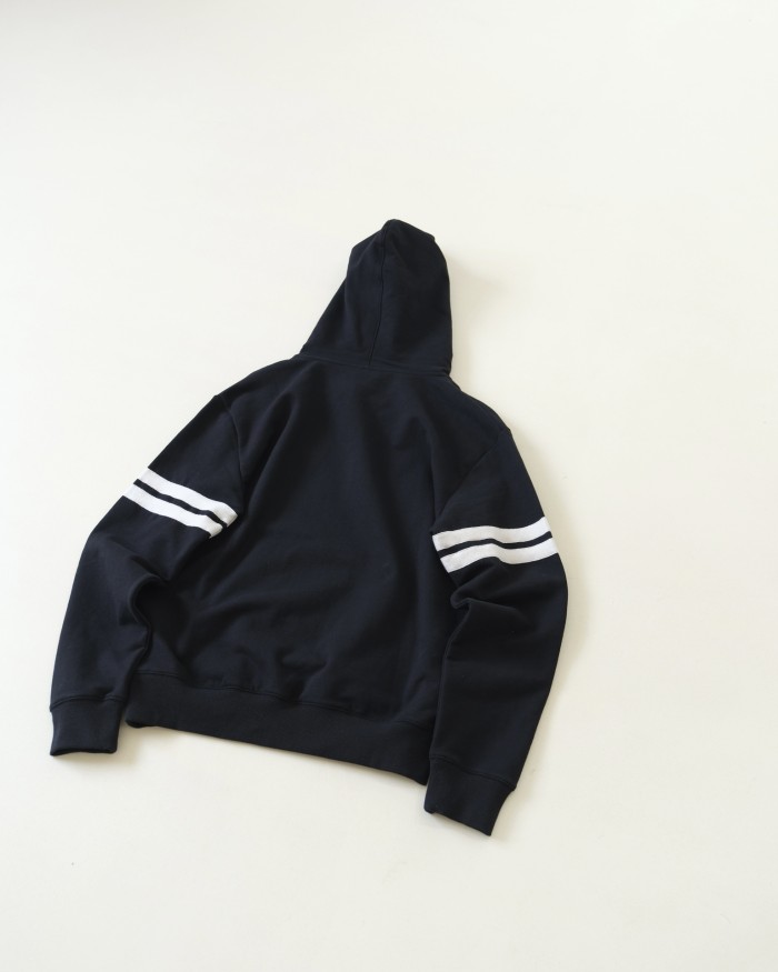 NIGO SAINT LAURENT Women's Spring and Autumn Black Striped Hooded Drawstring Long Sleeve Sweatshirt Pullover #nigo72943