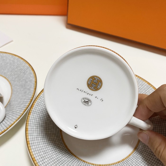 NIGO Hermes Classic Fashion 24 Gold Mosaic Series Light Luxury Style Bone China Coffee Cup & Saucer Set Accessories #nigo71589