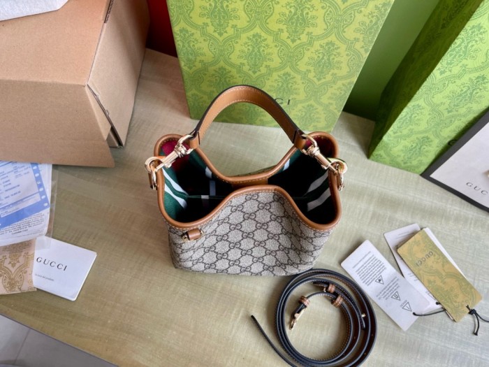 NIGO Gucci Women's Brown Monogrammed Printed Leather Quilted Canvas Shoulder Handbag Crossbody Bag Bags #nigo72928