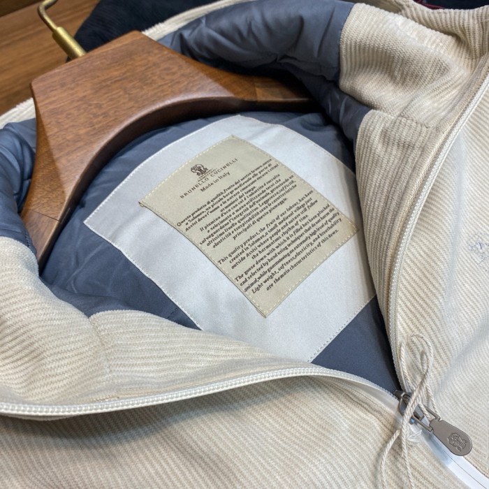 NIGO Brunello Cucinelli Men's Autumn and Winter Solid Color Corduroy Hooded Zipper Long Sleeve Jacket #nigo72935
