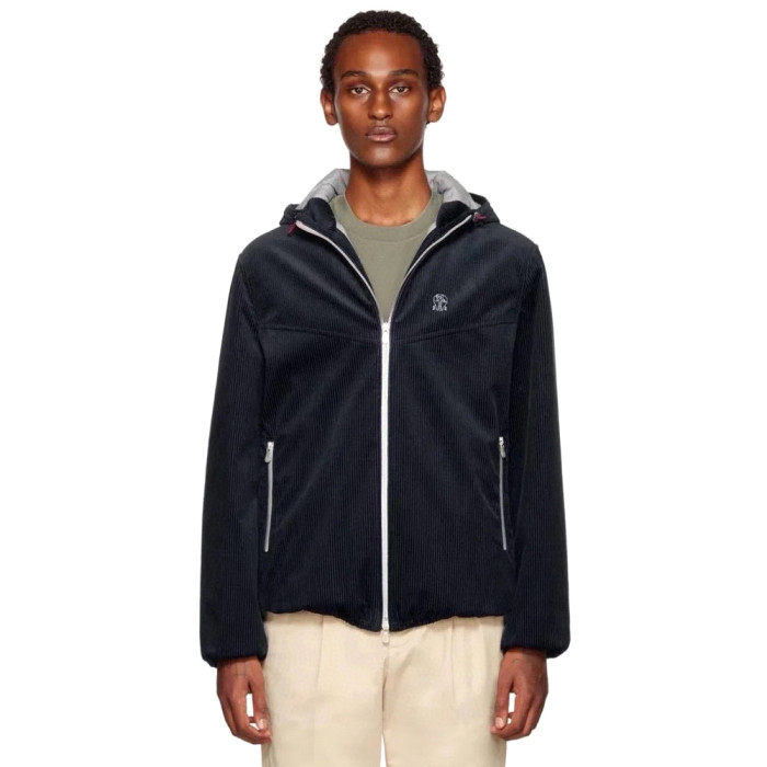 NIGO Brunello Cucinelli Men's Autumn and Winter Solid Color Corduroy Hooded Zipper Long Sleeve Jacket #nigo72935