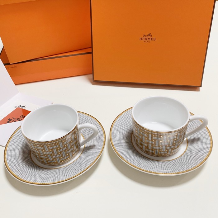NIGO Hermes Classic Fashion 24 Gold Mosaic Series Light Luxury Style Bone China Coffee Cup & Saucer Set Accessories #nigo71589