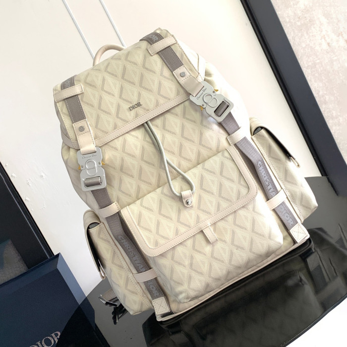 NIGO Dior Men's Solid Color Letter Printed Smooth Cowhide Leather Patchwork Canvas Backpack Shoulder Bag Bags #nigo72941