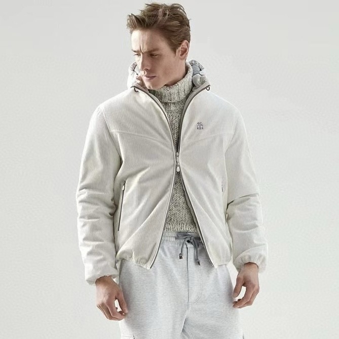 NIGO Brunello Cucinelli Men's Autumn and Winter Solid Color Corduroy Hooded Zipper Long Sleeve Jacket #nigo72935