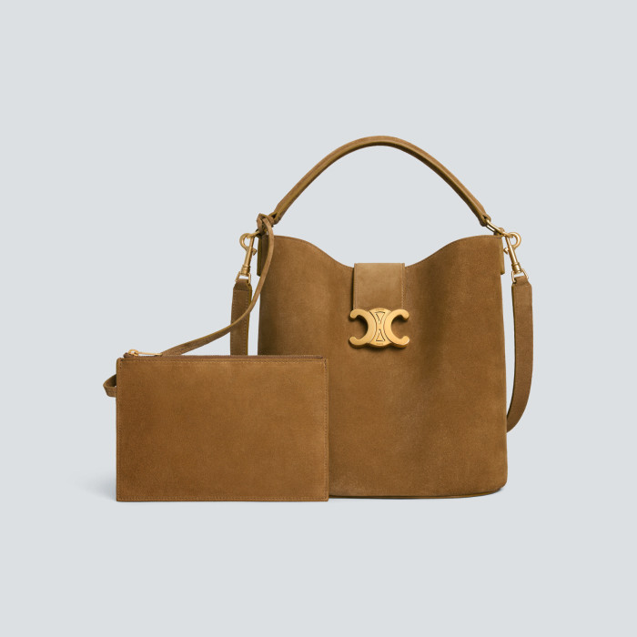 NIGO Celine Louise Medium Cowhide Suede Handbag Triumph Logo Fashion Casual Hundred Bucket Bag Bags #nigo71577