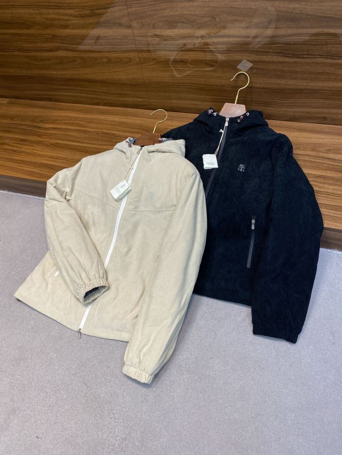 NIGO Brunello Cucinelli Men's Autumn and Winter Solid Color Corduroy Hooded Zipper Long Sleeve Jacket #nigo72935