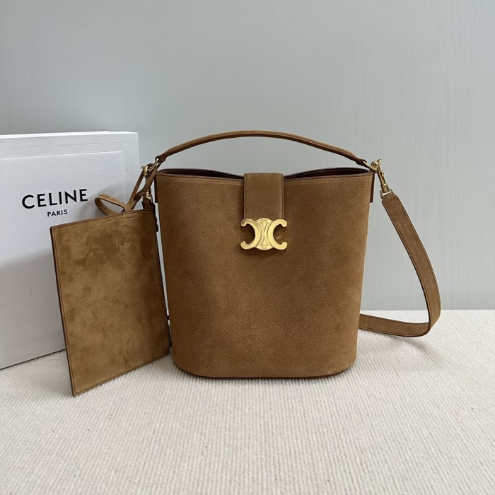 NIGO Celine Louise Medium Cowhide Suede Handbag Triumph Logo Fashion Casual Hundred Bucket Bag Bags #nigo71577