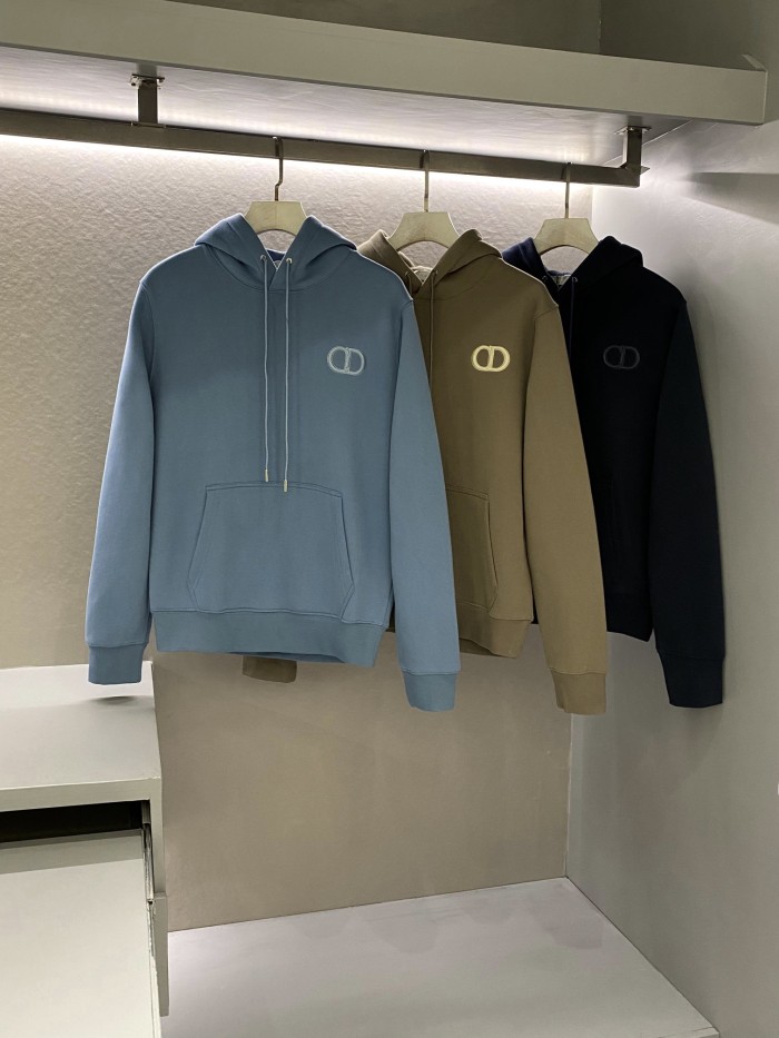 NIGO Dior Men's and Women's Spring and Autumn Solid Color Embroidered Logo Cotton Hooded Drawstring Sweatshirt Pullover #nigo72938