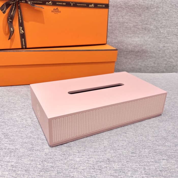 NIGO Hermes Handmade Lacquer Carved Wooden Square and Rectangular Tissue Box Calfskin Overlay Furniture Decorations Accessories #nigo71591