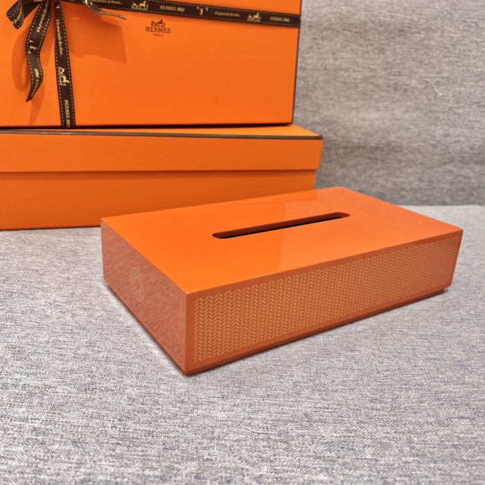 NIGO Hermes Handmade Lacquer Carved Wooden Square and Rectangular Tissue Box Calfskin Overlay Furniture Decorations Accessories #nigo71591