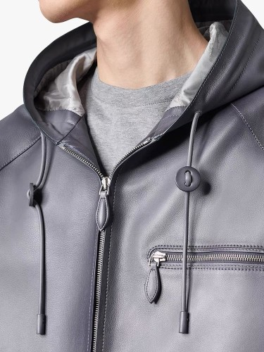 NIGO Berluti Men's Autumn And Winter Fashion Solid Color Sheepskin Zipper Long Sleeve Casual Alternative Hooded Leather Jacket Ngvp #nigo9183