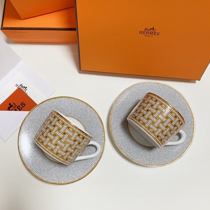 NIGO Hermes Classic Fashion 24 Gold Mosaic Series Light Luxury Style Bone China Coffee Cup & Saucer Set Accessories #nigo71589
