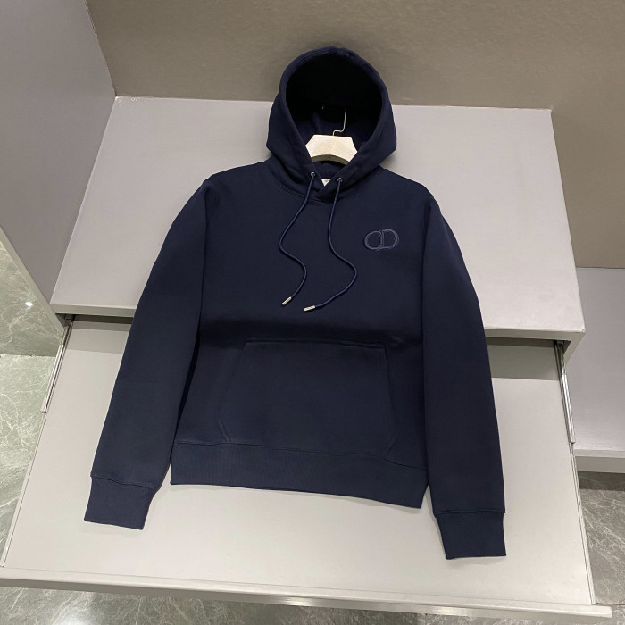 NIGO Dior Men's and Women's Spring and Autumn Solid Color Embroidered Logo Cotton Hooded Drawstring Sweatshirt Pullover #nigo72938