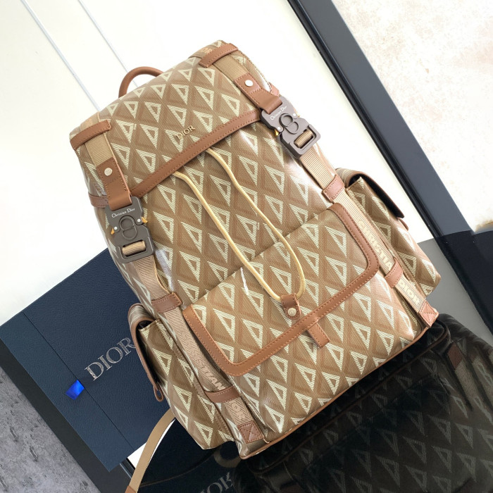 NIGO Dior Men's Solid Color Letter Printed Smooth Cowhide Leather Patchwork Canvas Backpack Shoulder Bag Bags #nigo72941