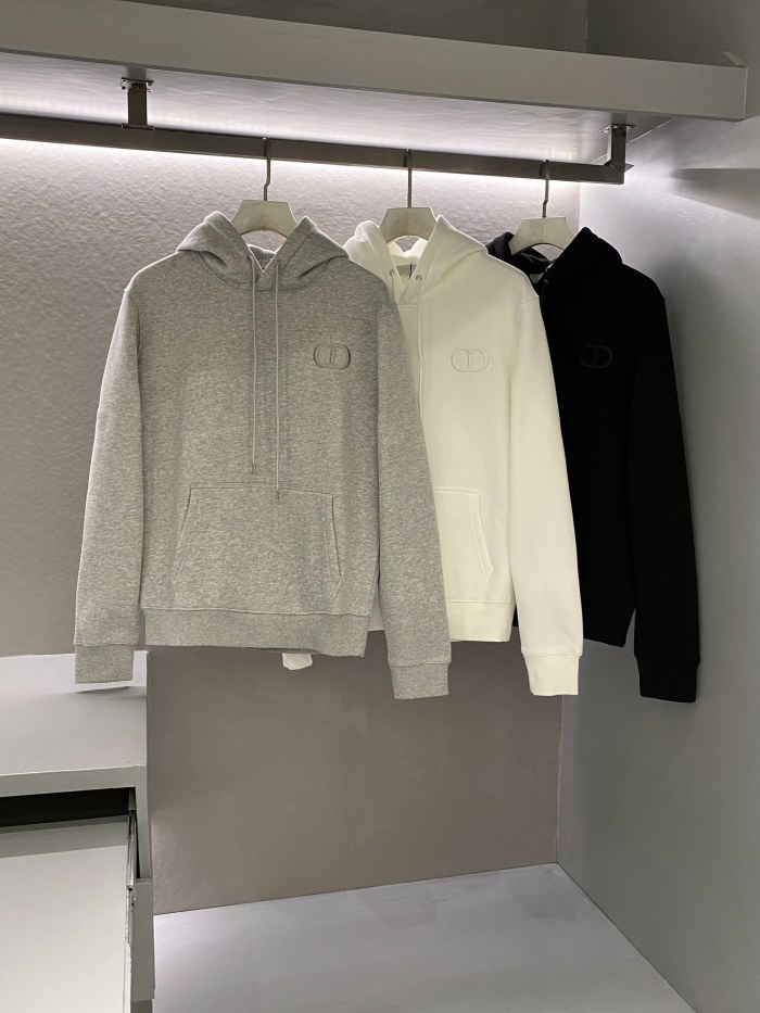 NIGO Dior Men's and Women's Spring and Autumn Solid Color Embroidered Logo Cotton Hooded Drawstring Sweatshirt Pullover #nigo72938