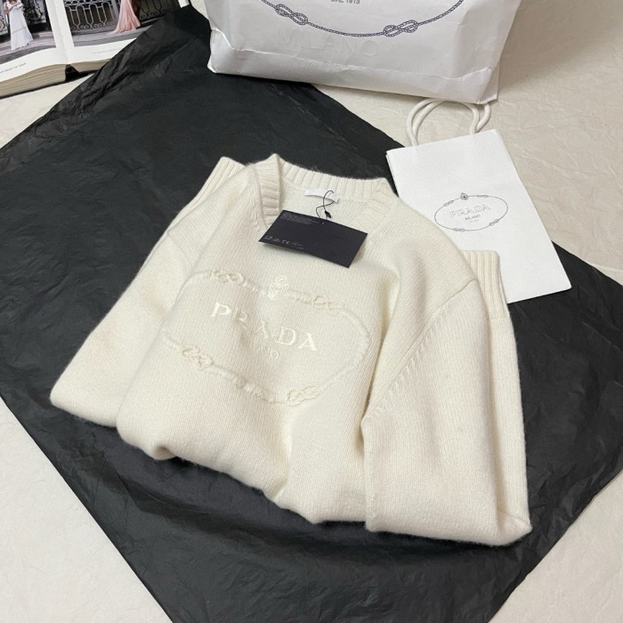 NIGO Prada Men's Spring and Autumn Solid Color Splicing Round Neck Embroidery Printed Logo Long Sleeve Sweater Pullover #nigo72945