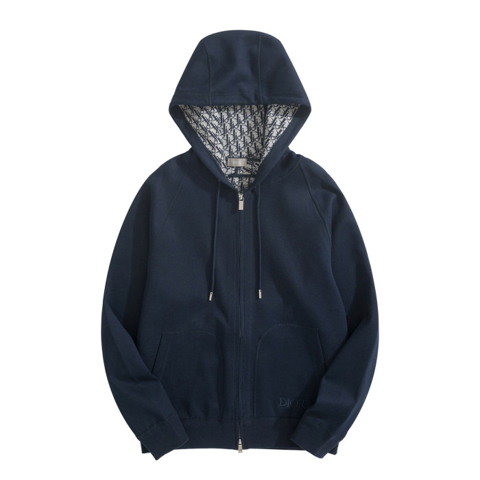 NIGO Dior Men's Spring and Autumn Solid Color Hooded Drawstring Cashmere Zipper Jacket Casual Trousers Pants Set Suit #nigo72952