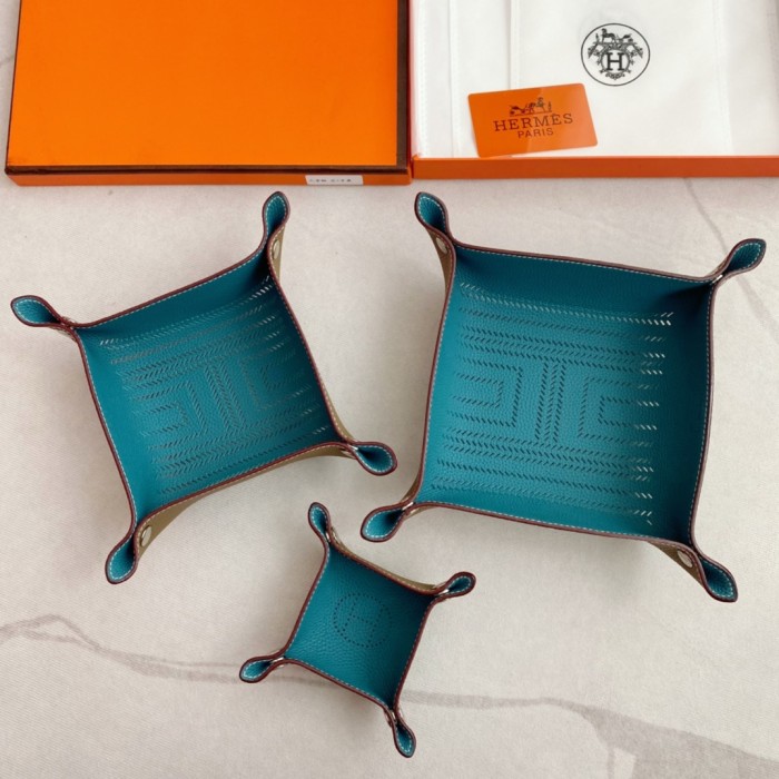 NIGO Hermes Simple Fashion Logo Printing Small 13x13cm Medium 22x22cm Large 25x25cm Whole Set Sold Color Blocking Leather Tray Accessories Ornaments #nigo72946