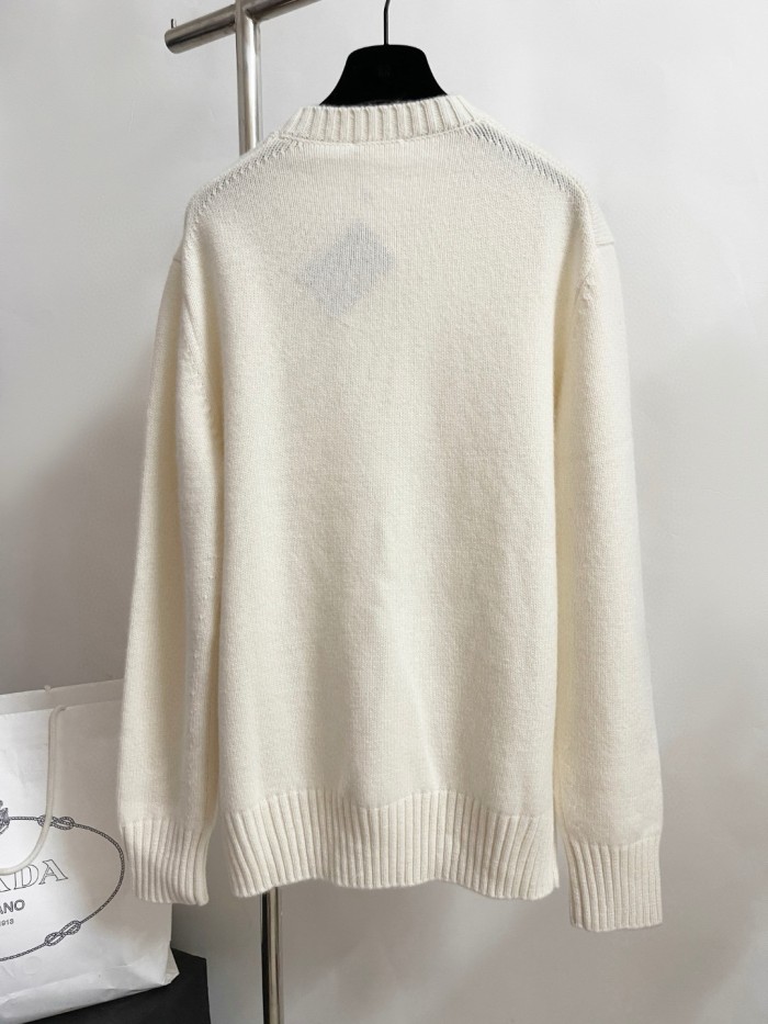 NIGO Prada Men's Spring and Autumn Solid Color Splicing Round Neck Embroidery Printed Logo Long Sleeve Sweater Pullover #nigo72945