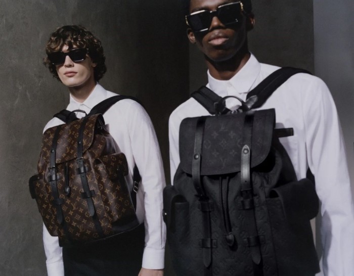 NIGO Louis Vuitton CHRISTOPHER Men's Black Dark Logo Printed Drawstring Flap Closure Cowhide Leather Backpack Shoulder Bag #nigo72947