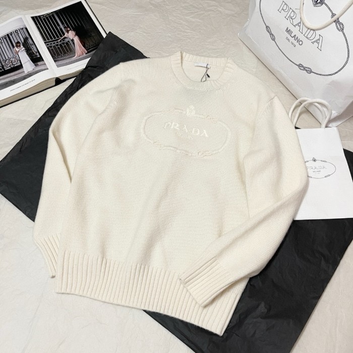 NIGO Prada Men's Spring and Autumn Solid Color Splicing Round Neck Embroidery Printed Logo Long Sleeve Sweater Pullover #nigo72945