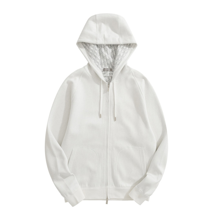 NIGO Dior Men's Spring and Autumn Solid Color Hooded Drawstring Cashmere Zipper Jacket Casual Trousers Pants Set Suit #nigo72952