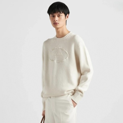 NIGO Prada Men's Spring and Autumn Solid Color Splicing Round Neck Embroidery Printed Logo Long Sleeve Sweater Pullover #nigo72945