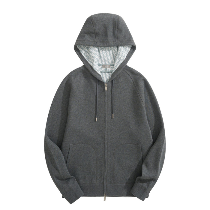 NIGO Dior Men's Spring and Autumn Solid Color Hooded Drawstring Cashmere Zipper Jacket Casual Trousers Pants Set Suit #nigo72952