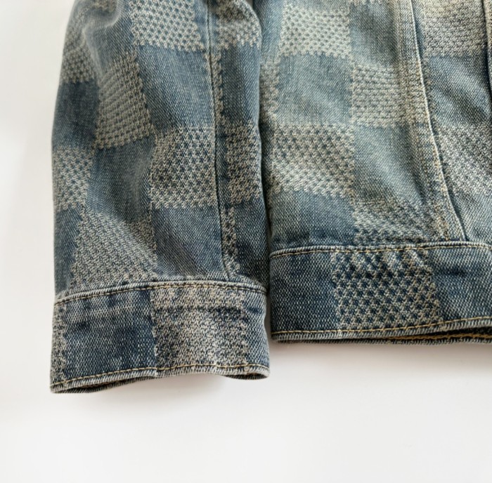 NIGO Louis Vuitton Men's Spring And Fall Logo Jacquard Checkerboard Pattern Pocket Single Breasted Denim Jacket Pants Suit Set #nigo72956