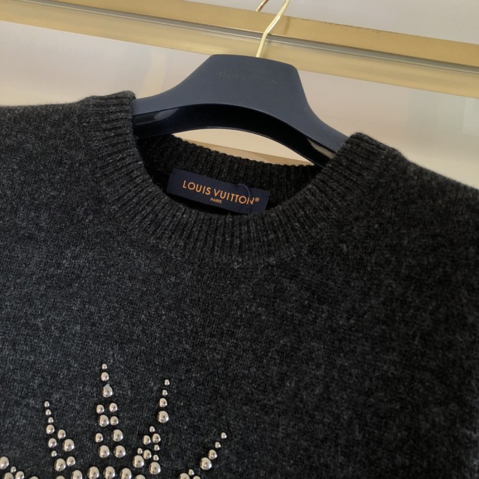 NIGO Louis Vuitton Men's Spring and Autumn Black Beaded Logo Geometric Print Round Neck Long Sleeve Sweater Pullover #nigo72971