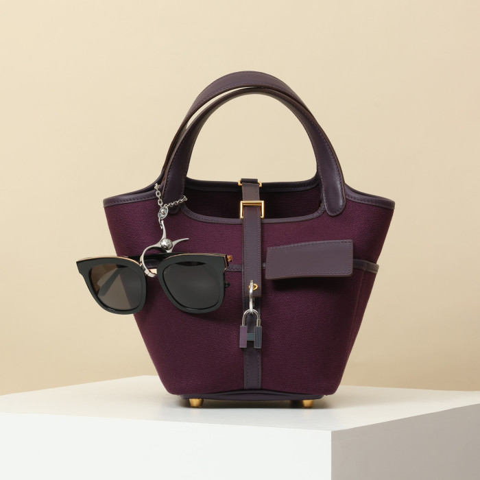 NIGO Hermes Picotin Cargo 18 Women's Bag Canvas Patchwork Leather Vegetable Basket Patchwork Leather Handbag  Bags With Accessory  Ngvp #nigo9229