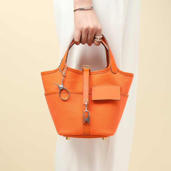 NIGO Hermes Picotin Cargo 18 Women's Bag Canvas Patchwork Leather Vegetable Basket Patchwork Leather Handbag  Bags With Accessory  Ngvp #nigo9229