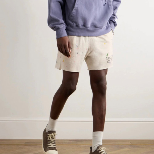 NIGO Gallery Dept Men's And Women's Splashed Ink Graffiti Rice White Shorts Retro Fashion High Street Trend Casual Elastic Waist Drawstring Shorts Pants Ngvp #nigo9237