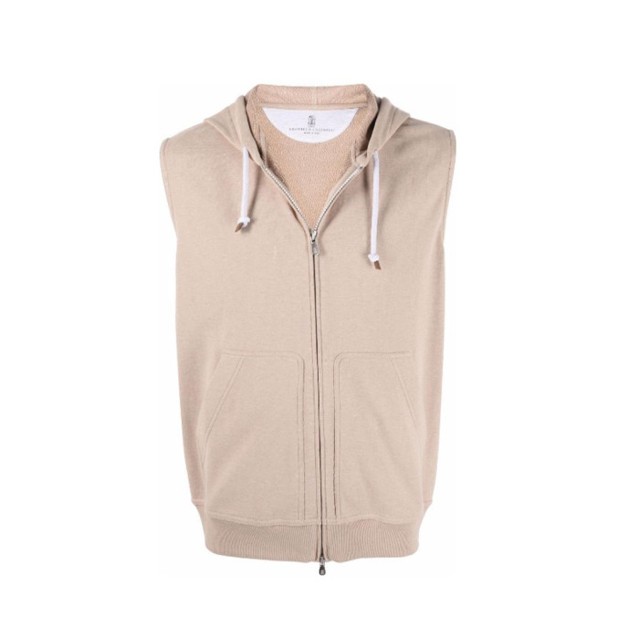 NIGO Brunello Cucinelli Men's Spring And Autumn Solid Color Zipper Drawstring Cotton Hooded Vest Casual Tie Shorts Ngvp #nigo9218