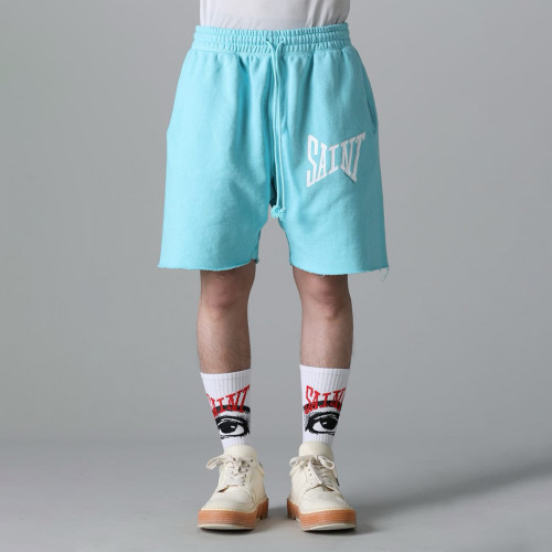 NIGO Saint Michael Men's And Women's Retro Color Blocked Fashionable High Street Trendy Casual Elastic Waist Drawstring Shorts  Ngvp #nigo9239