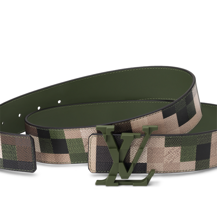 NIGO Louis Vuitton Mega Pixel Men's Four Seasons Fashion Camo Cowhide Belt Logo Luxury Double Sided Belt Width 4cm Accessories #nigo71221