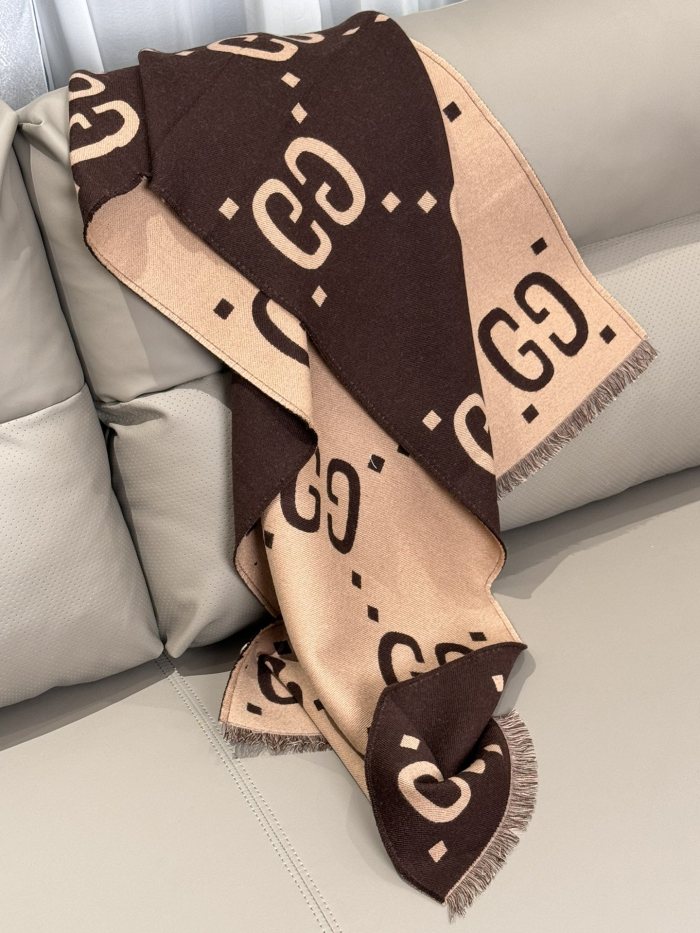 NIGO Gucci Men's and Women's GG Wool Blend Fringe Scarf #nigo72983