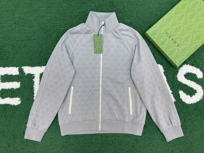 NIGO Gucci Men's Spring and Autumn Gray Letter Logo Full Print Zipper Long Sleeve Jacket Drawstring Tie Sweatpants Pants Suit Set #nigo72978
