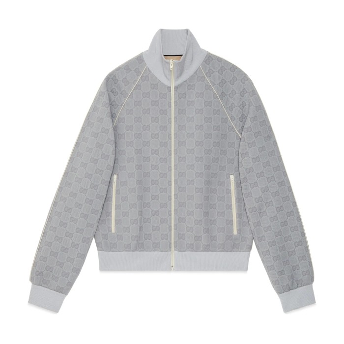 NIGO Gucci Men's Spring and Autumn Gray Letter Logo Full Print Zipper Long Sleeve Jacket Drawstring Tie Sweatpants Pants Suit Set #nigo72978