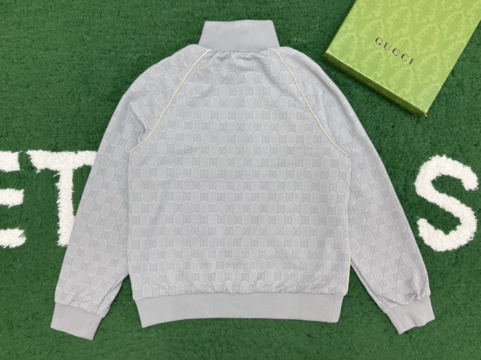 NIGO Gucci Men's Spring and Autumn Gray Letter Logo Full Print Zipper Long Sleeve Jacket Drawstring Tie Sweatpants Pants Suit Set #nigo72978
