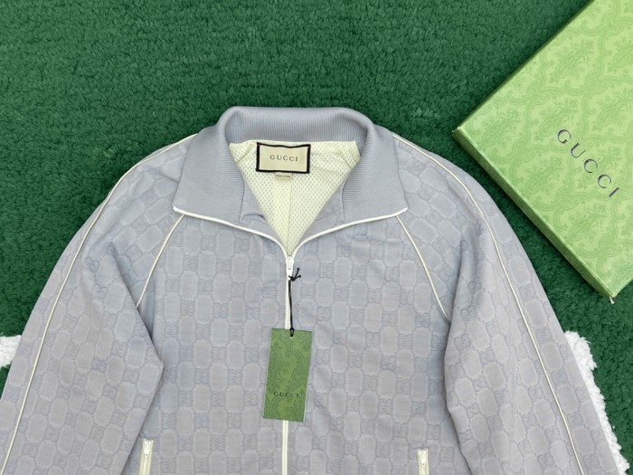 NIGO Gucci Men's Spring and Autumn Gray Letter Logo Full Print Zipper Long Sleeve Jacket Drawstring Tie Sweatpants Pants Suit Set #nigo72978
