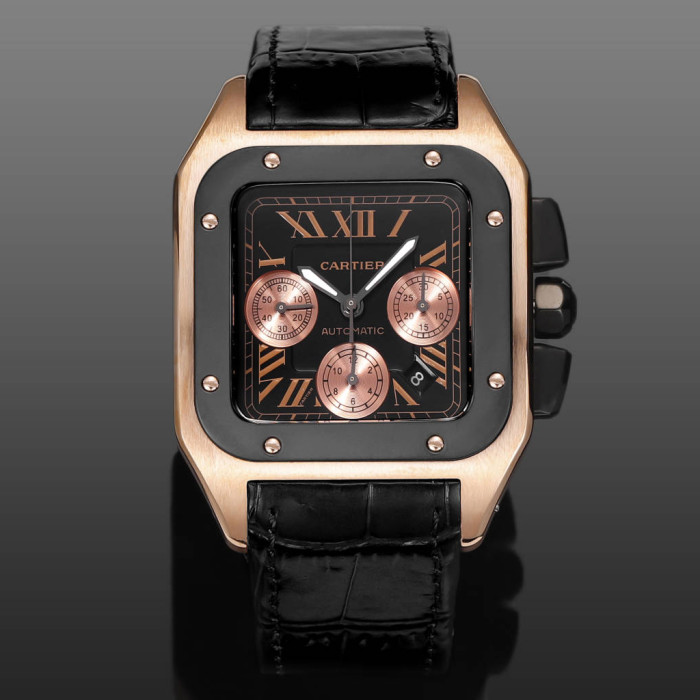 NIGO Cartier Santos Men's Automatic Mechanical Movement Roman Scale Date Display Chronograph 100M Water Resistant Mechanical Watch #nigo72997